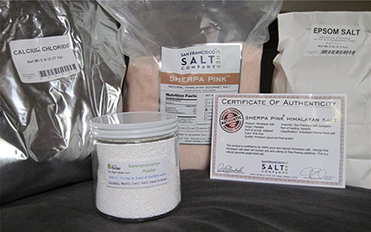 Image of the remineralizing powder. Also in the photo are the minerals used in the mix.